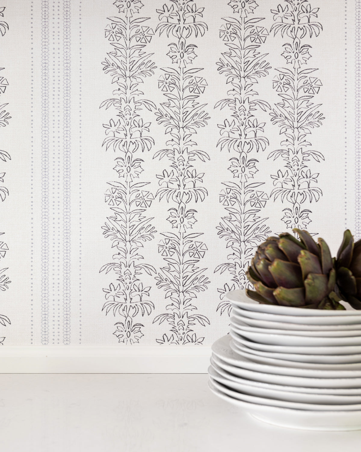 Demi Floral Stripe Wallpaper  High-Quality Matte Paper