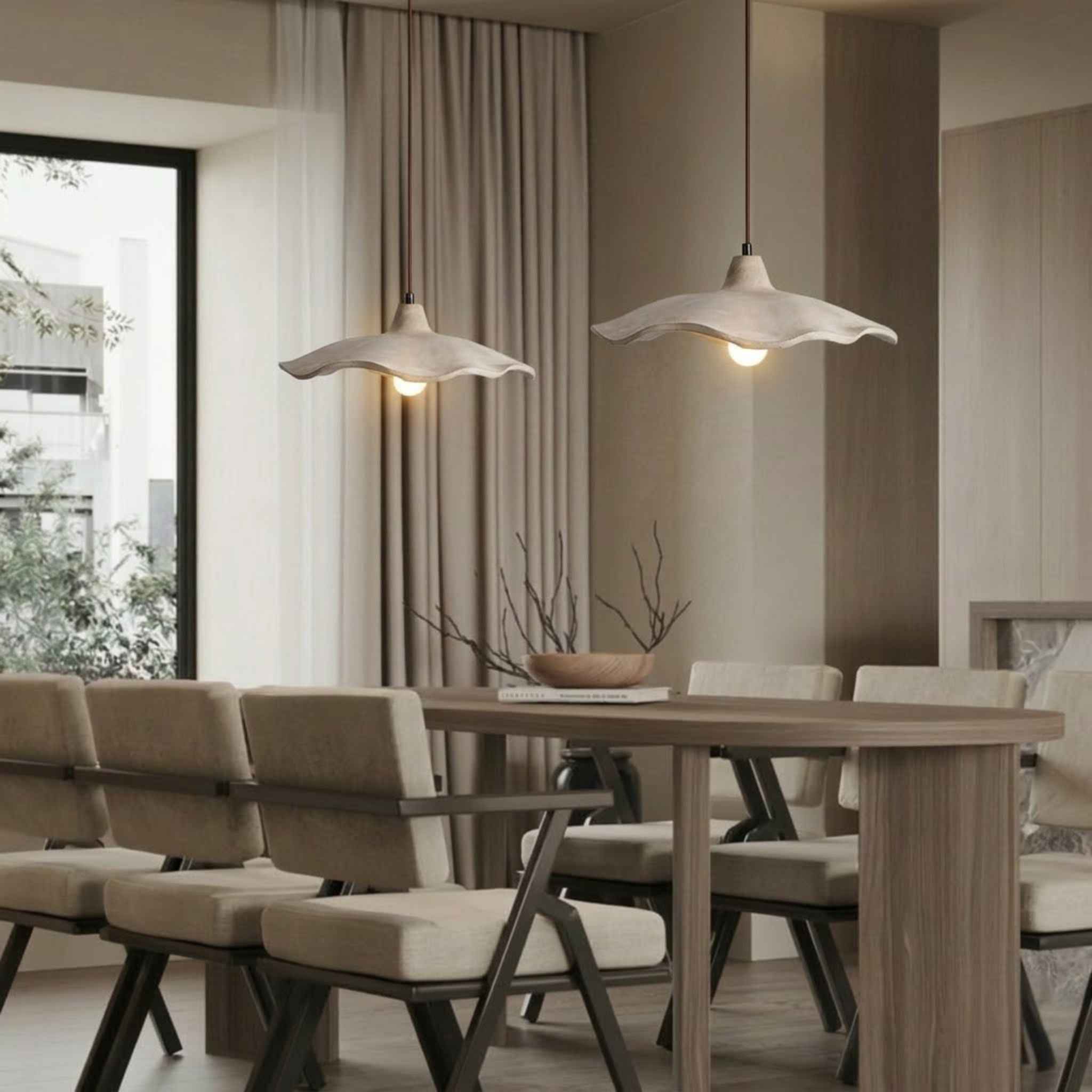 Bello Pendant Lamp | Sand-Colored Travertine, Adjustable Height