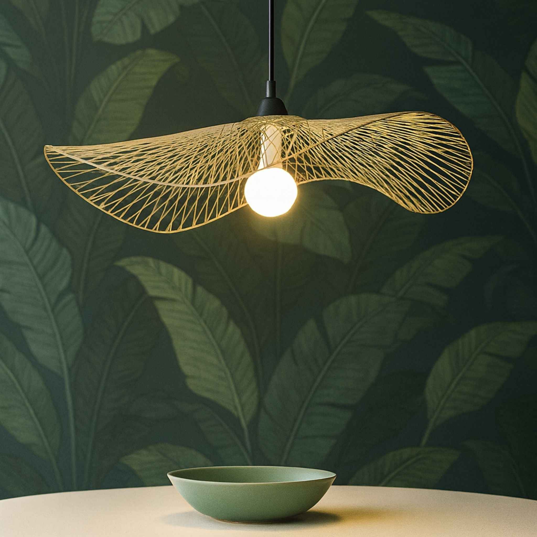 Belo Ceiling Lamp | Handcrafted Rattan, Adjustable Suspension