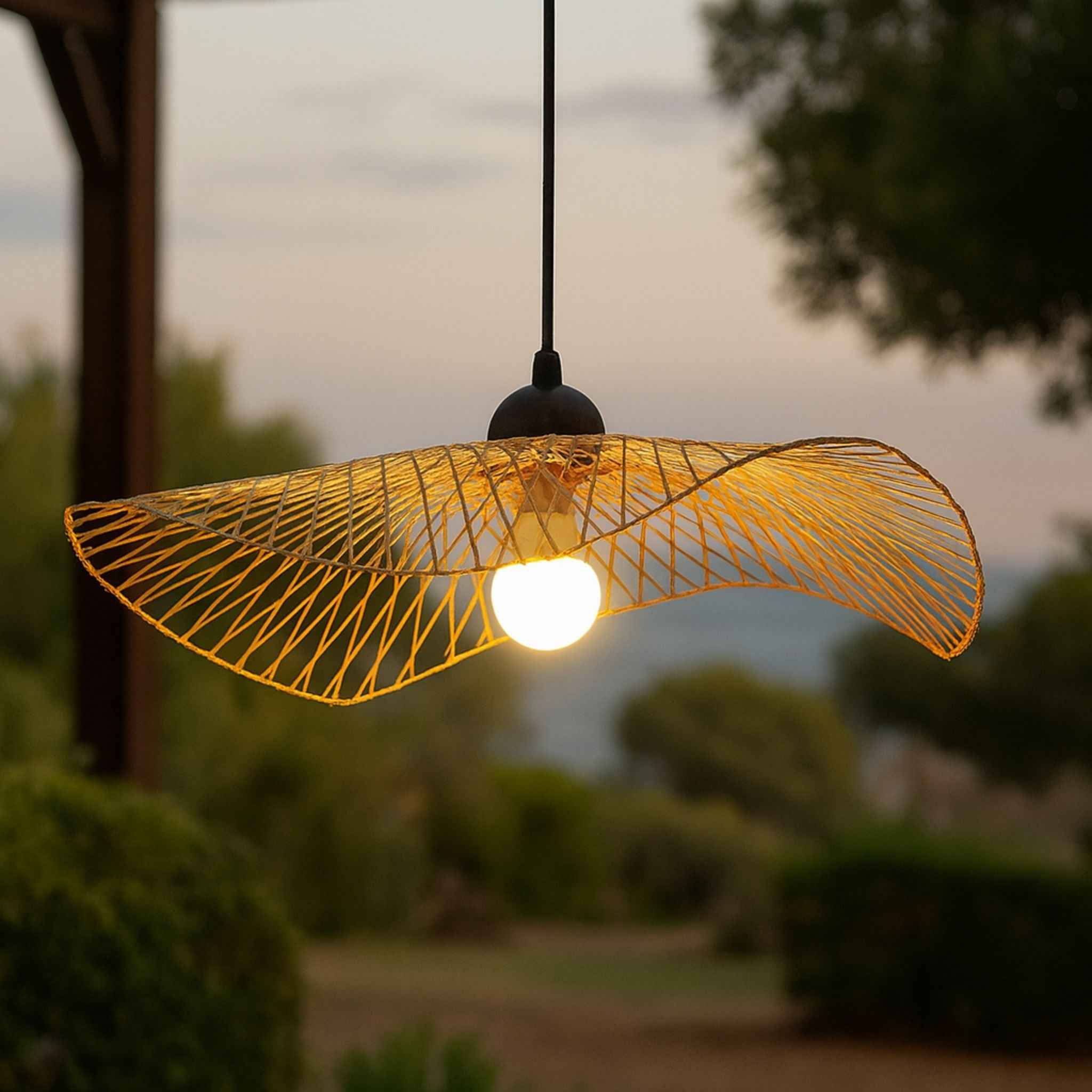 Bela Ceiling Lamp | Handwoven Bamboo & Rattan, E27 Compatible
