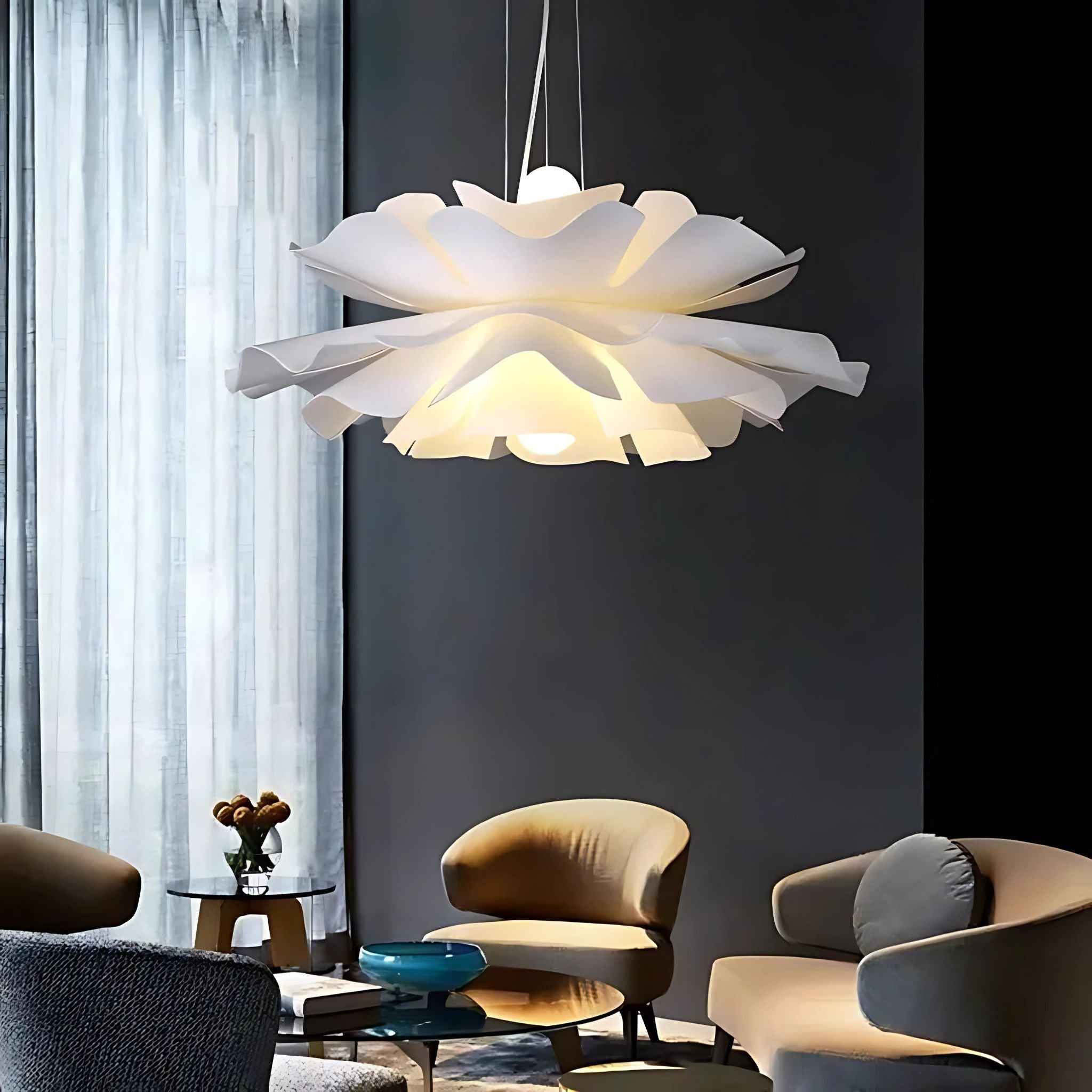 Celeste Pendant Lamp | White Composite with Flowing Leaves