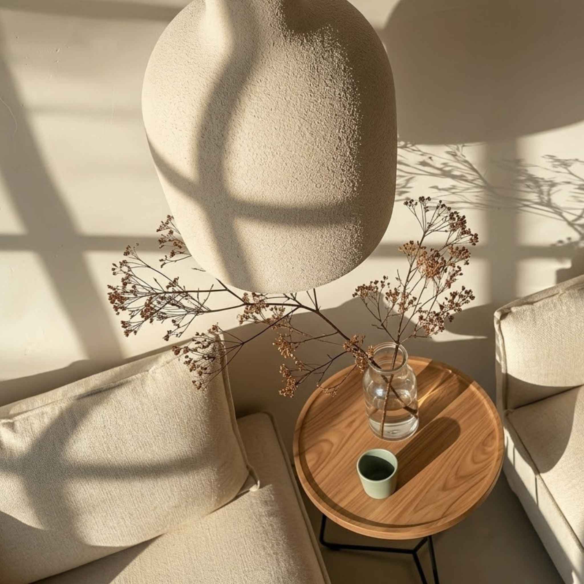 Cielo Pendant Lamp | Sand-Colored Composite, Oval Design