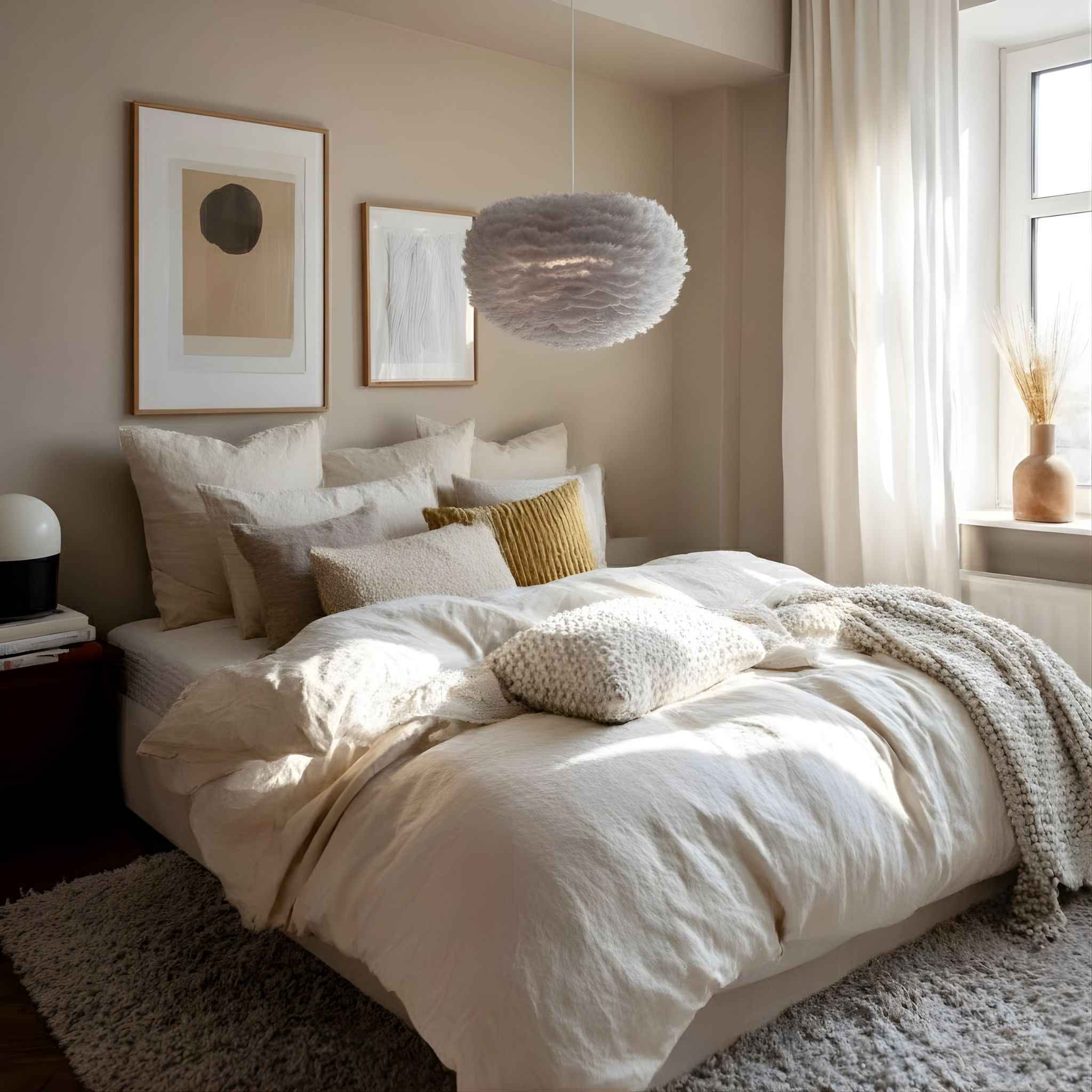 Glimmer Feather Lamp | Gray, Ø45 cm, Soft Lighting