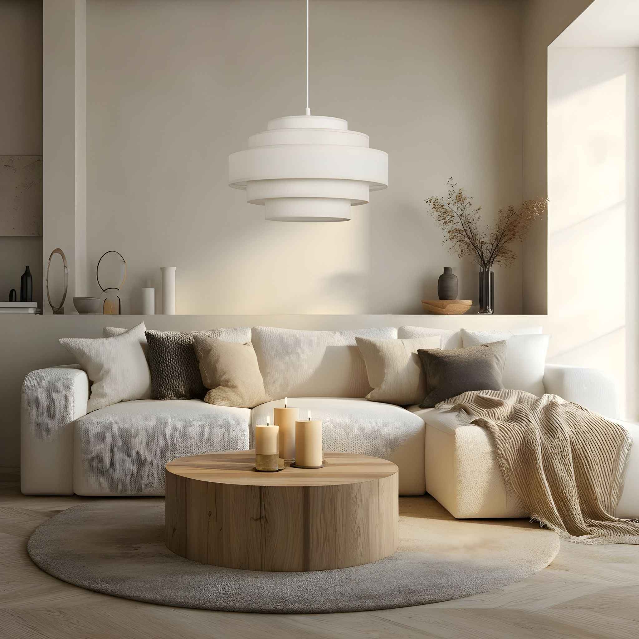 Helix Pendant Lamp | Layered Fabric Design, Soft Diffused Light
