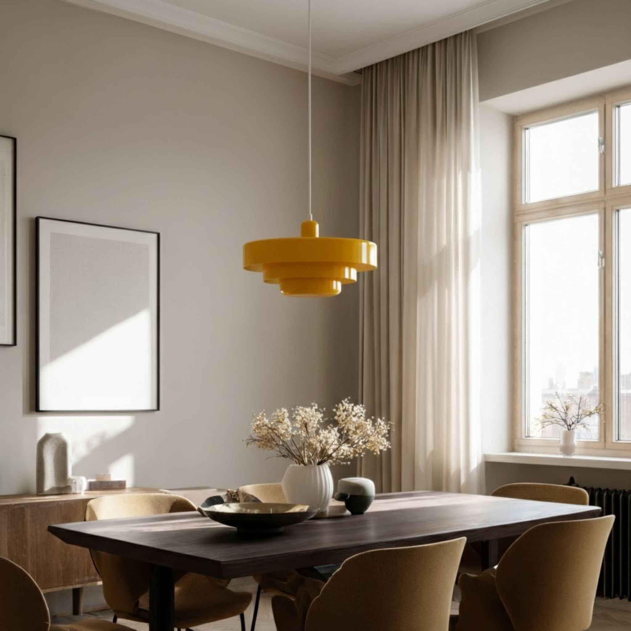 Luma Pendant Lamp | Bauhaus Design, Yellow Metal Shade Ø35 cm