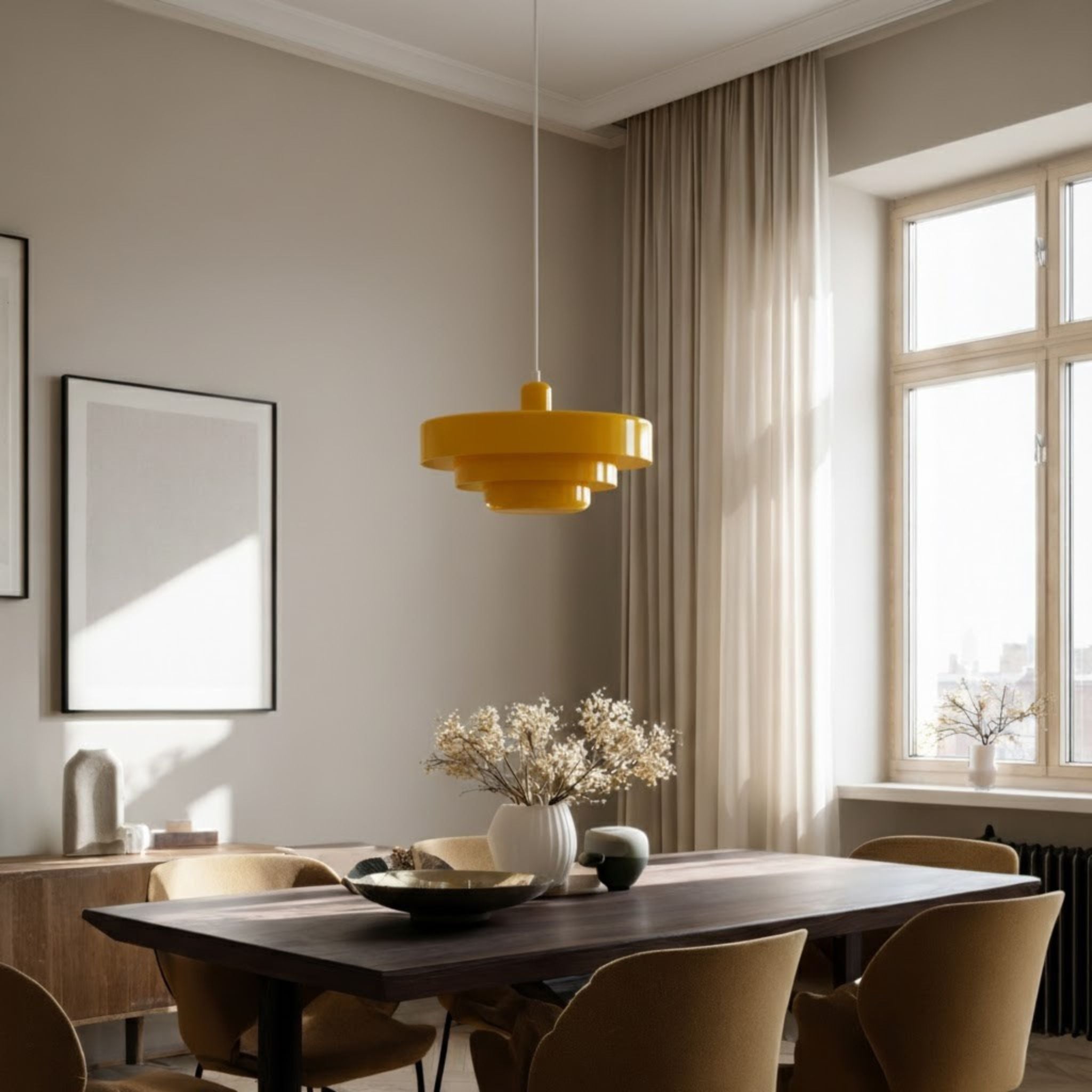 Bello Pendant Lamp | Bauhaus-Inspired Yellow Metal Shade