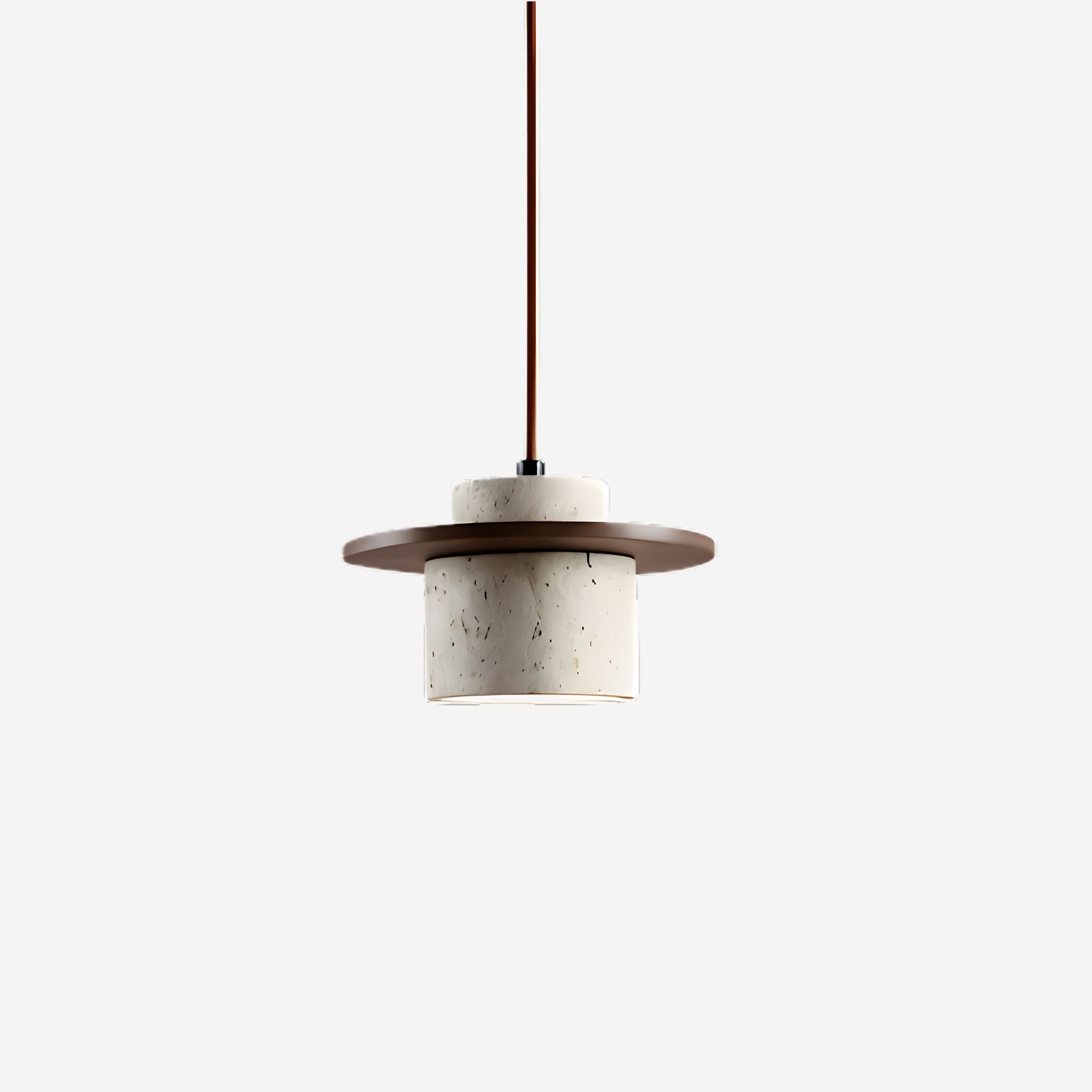 Kairo Ceiling Lamp | Travertine & Wood, Japandi Style Pendant Light