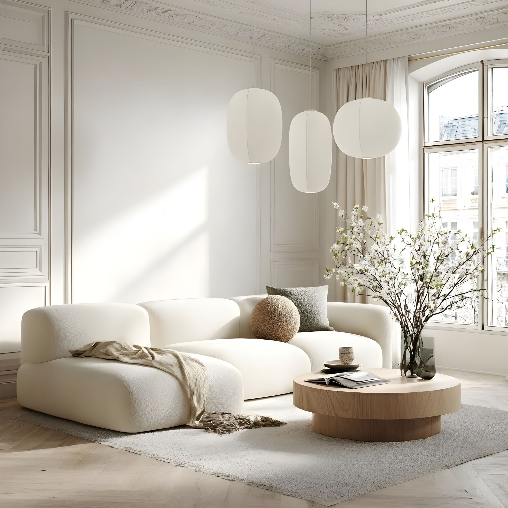 Bello Capsule Ceiling Lamp | Organic White Cacoon Design