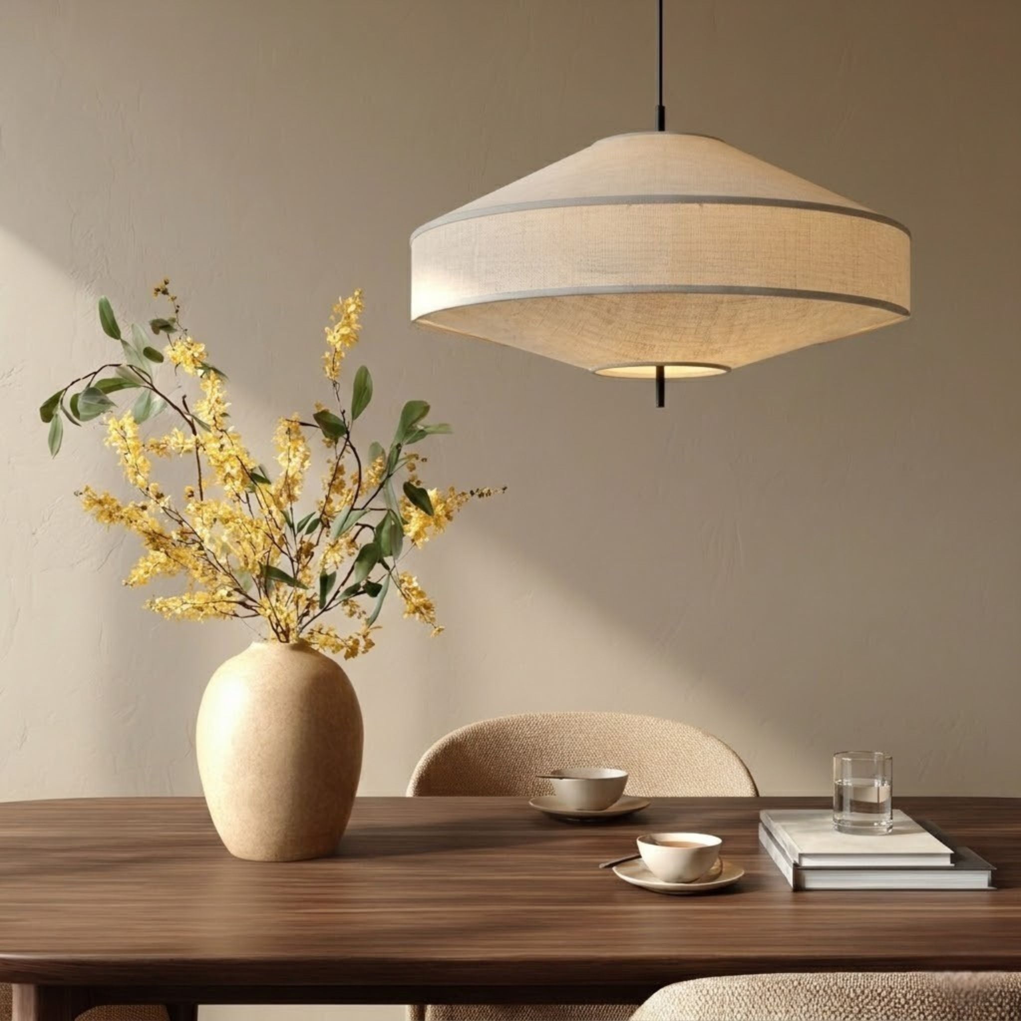 Bela Pagoda Ceiling Lamp | Ø60 cm, Beige Textile Shade