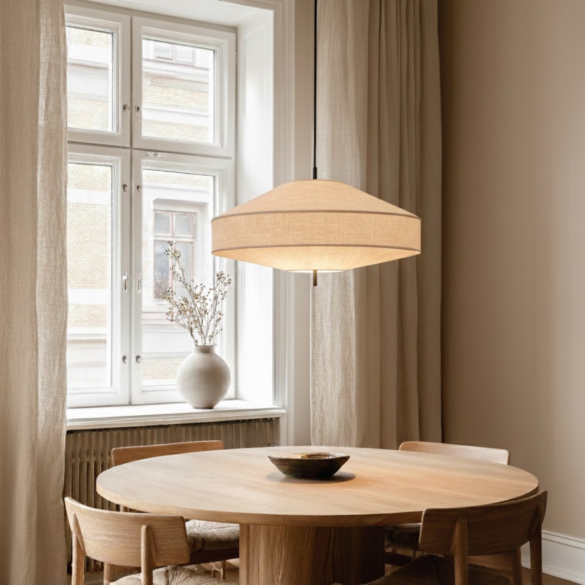 Bela Pagoda Ceiling Lamp | Ø60 cm, Beige Textile Shade