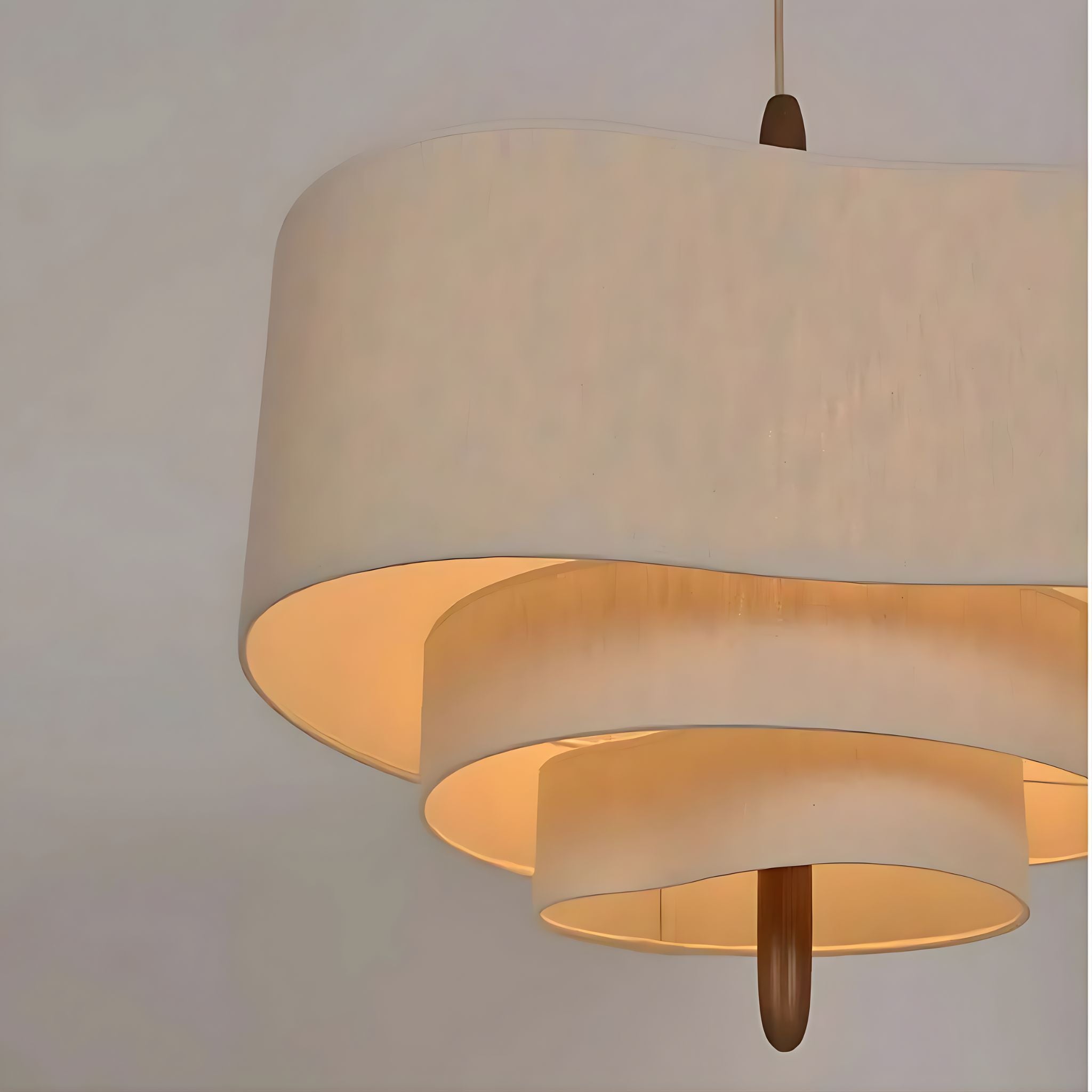 Bello Ceiling Lamp | Multi-Layered Beige Fabric & Wooden Details