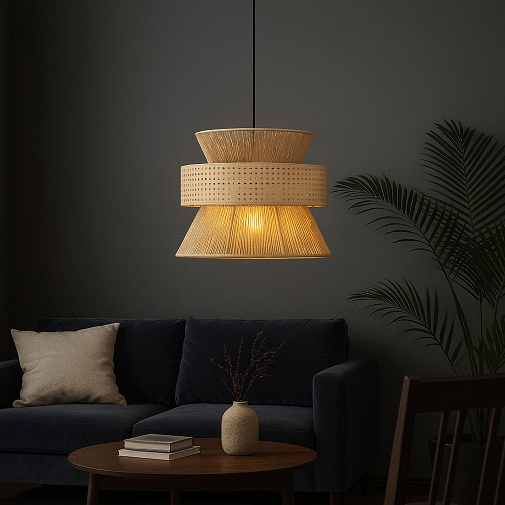 Belo Ceiling Lamp | Rattan & Bamboo, Adjustable Height