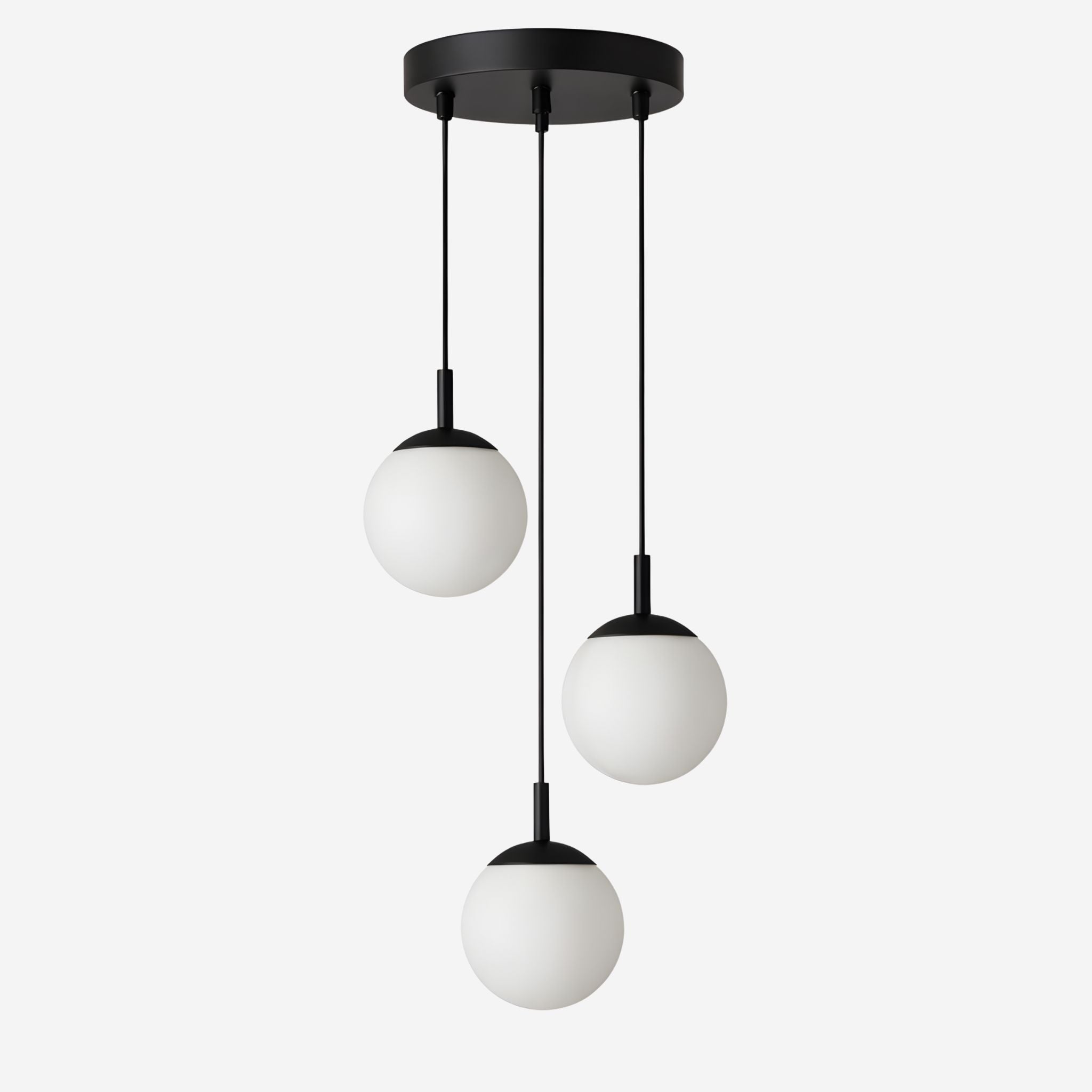 Bello Pendant Lamp | Black Finish, 3 Glass Globes