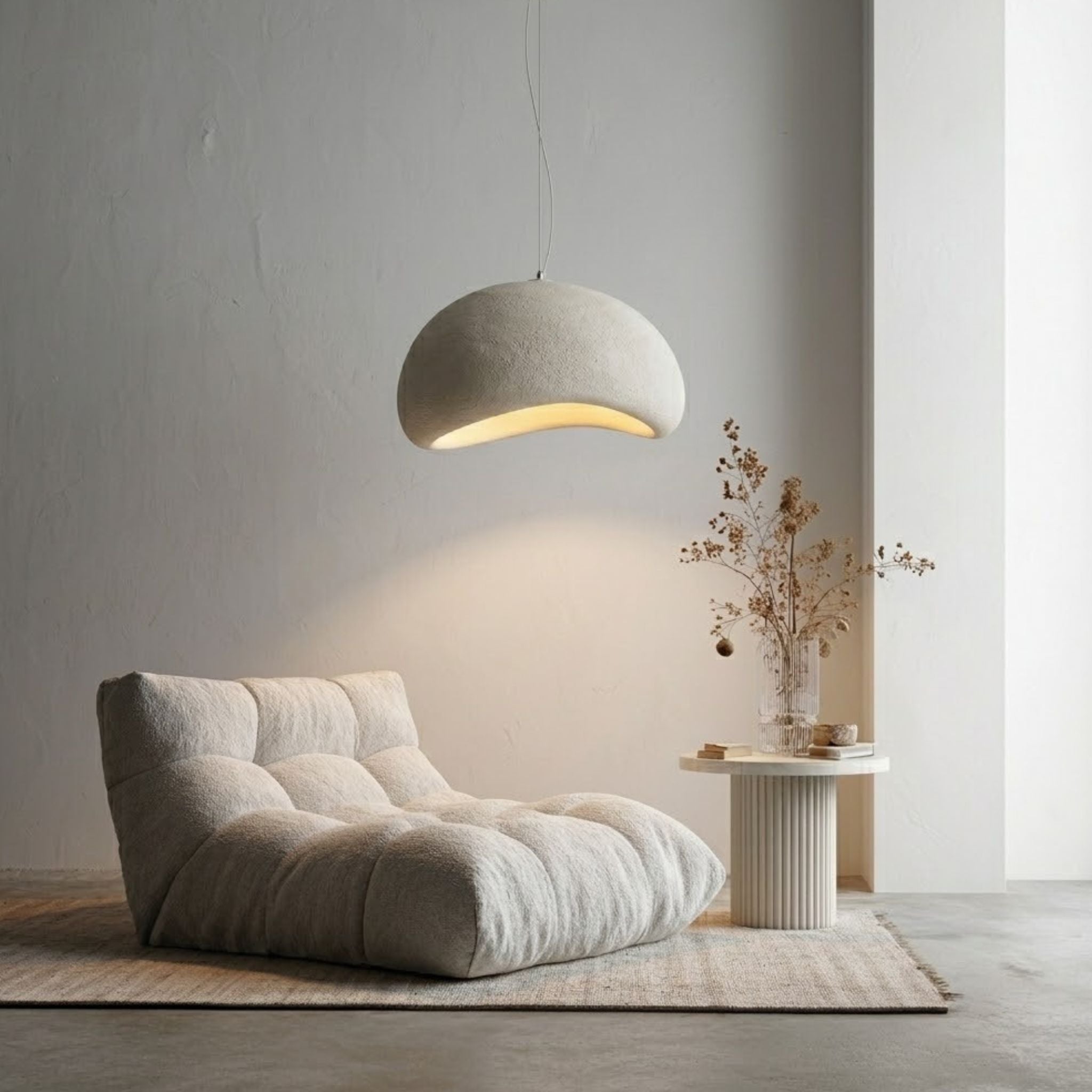 Bela Arch Ceiling Lamp | Japandi Design, Matte White Finish