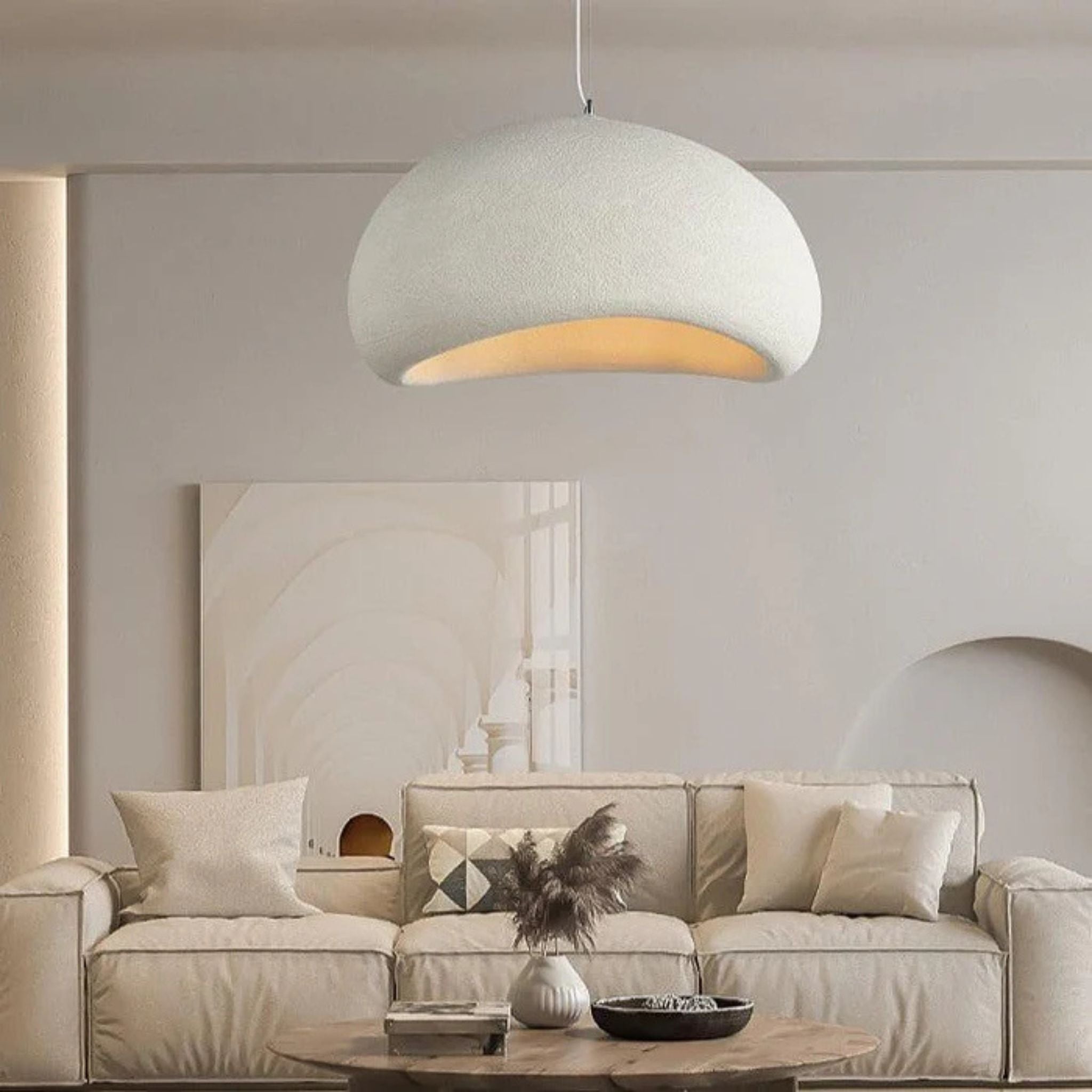 Bela Arch Ceiling Lamp | Japandi Design, Matte White Finish