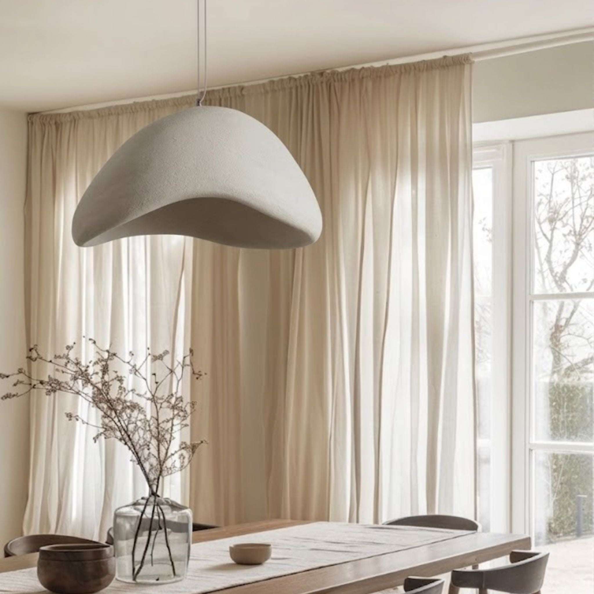 Bela Wave Ceiling Lamp | Japandi Design, Matte White Finish