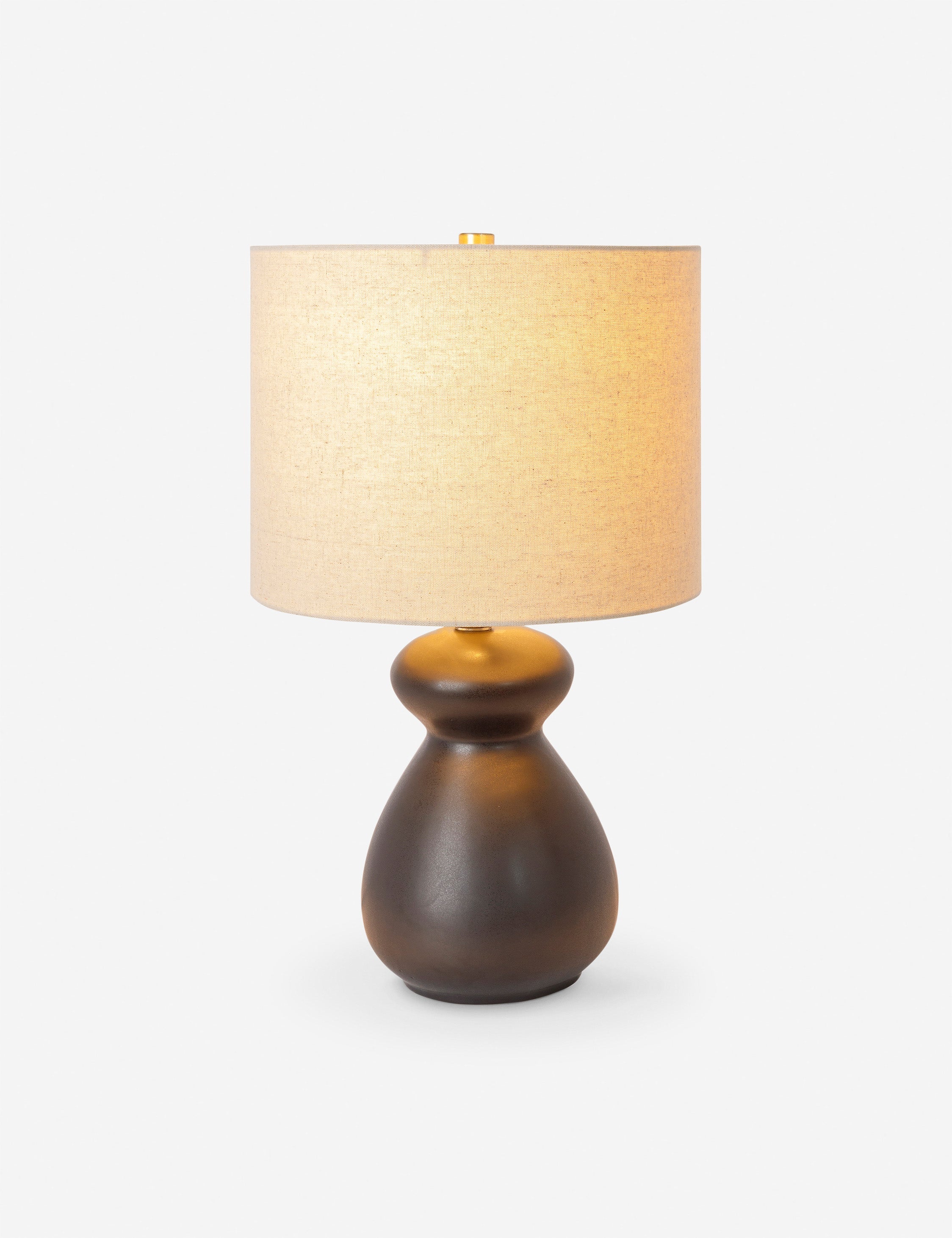 Navi Table Lamp | Sculptural Body, Beige Linen Shade