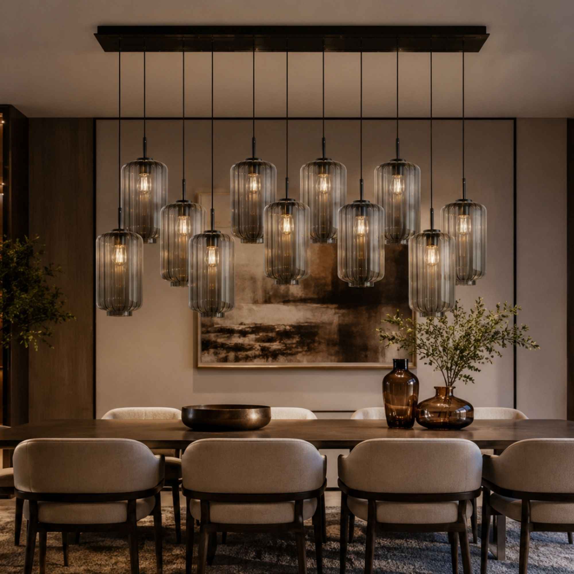 Bello Dining Room Light | 12-Bulb, Mouth-Blown Glass Pendants