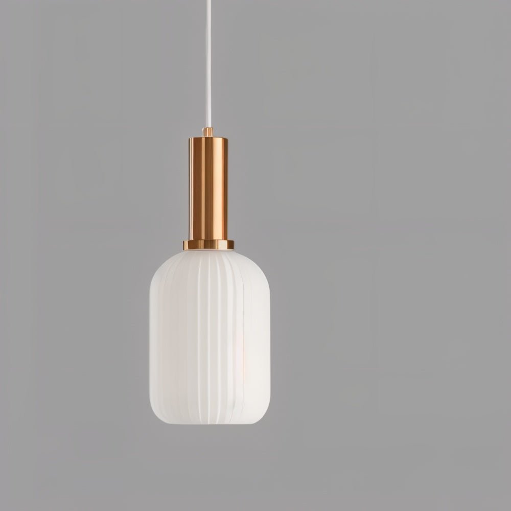 Brio Ribbed Glass Pendant Light | Vintage Elegance with Brass Accents