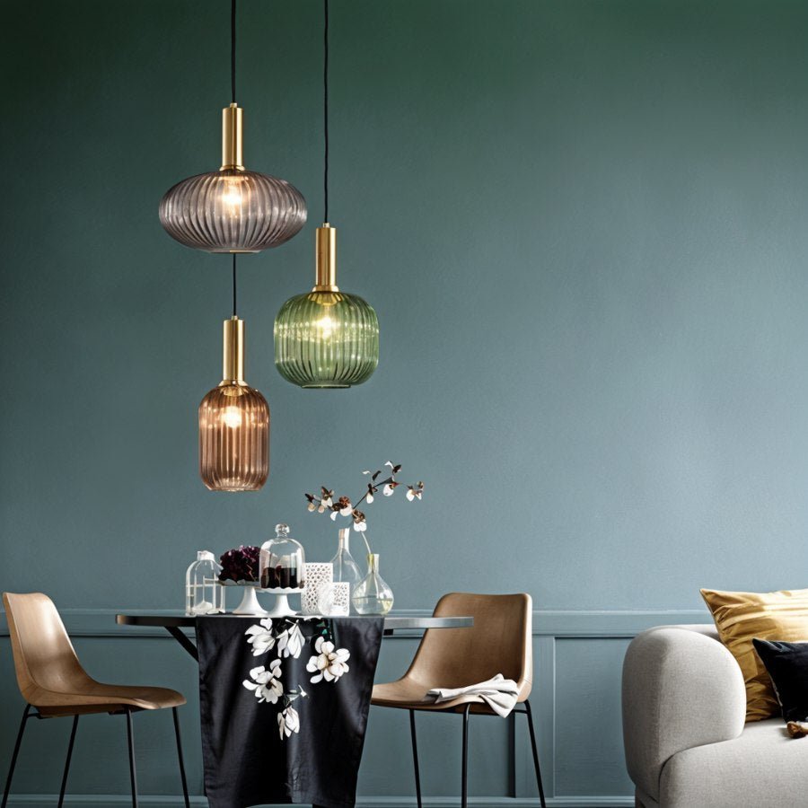 Bello Hanglamp | Geribbeld Glas, Messing E27