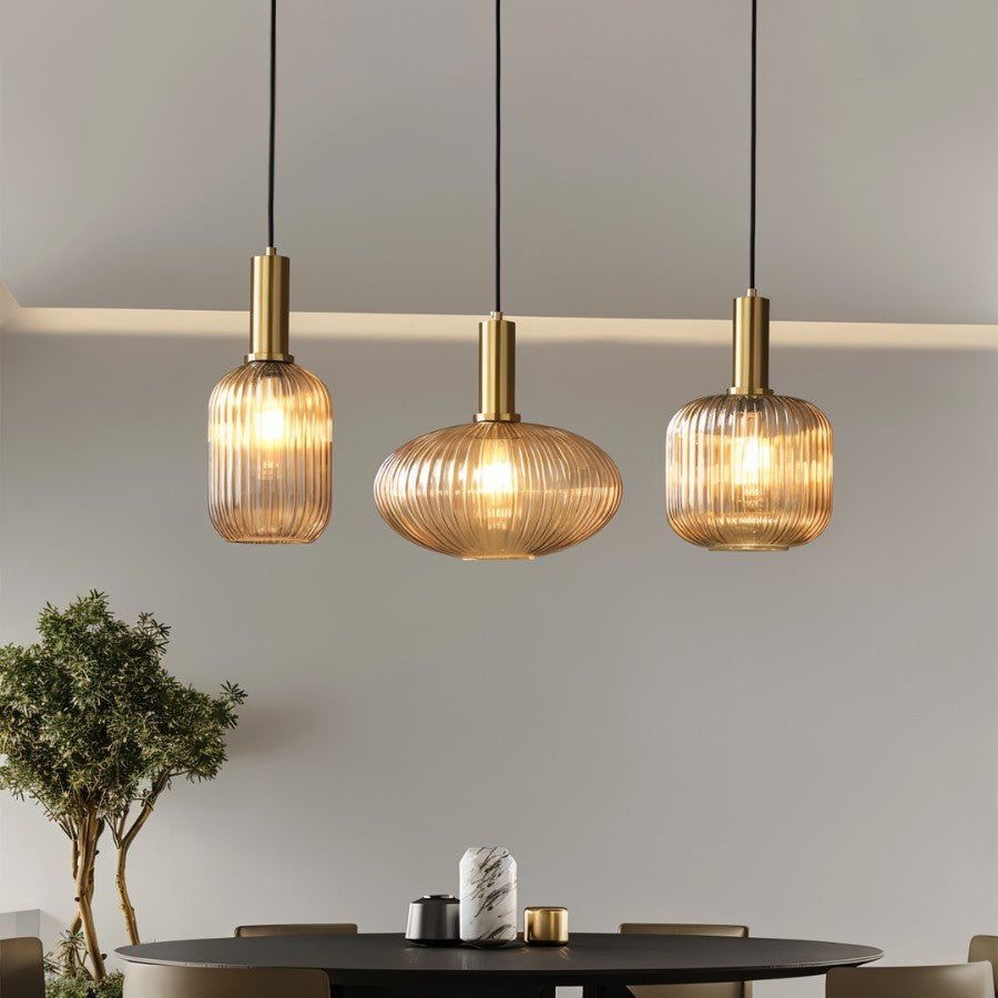 Bello Hanglamp | Geribbeld Glas, Messing E27
