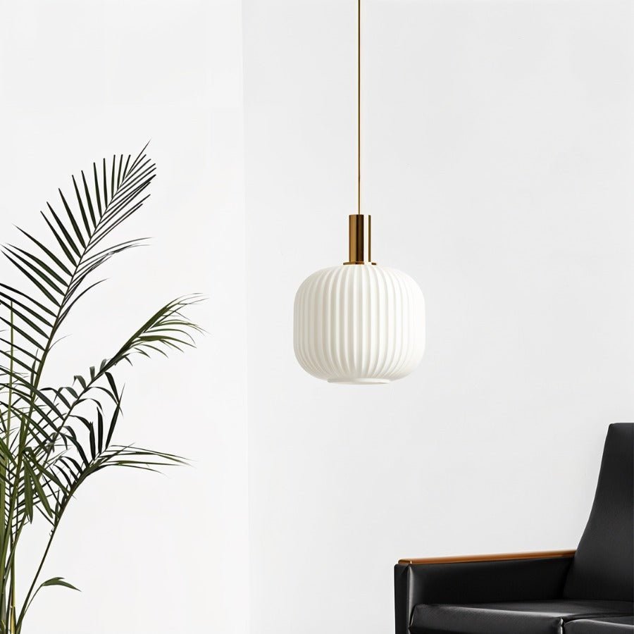 Bello Hanglamp | Geribbeld Glas, Messing E27