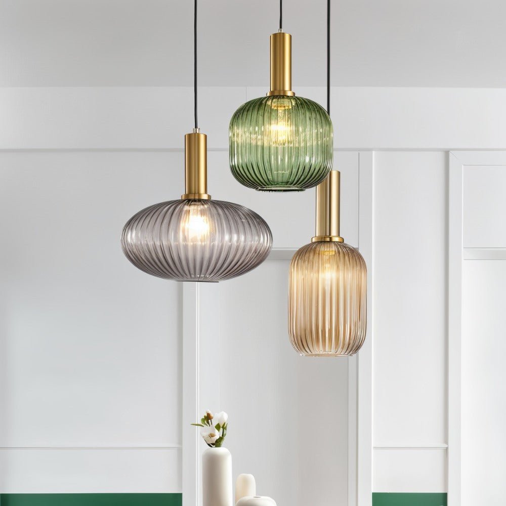 Bello Hanglamp | Geribbeld Glas, Messing E27