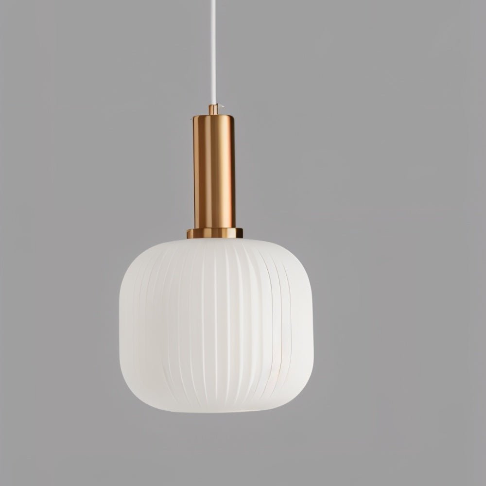 Brio Ribbed Glass Pendant Light | Vintage Elegance with Brass Accents