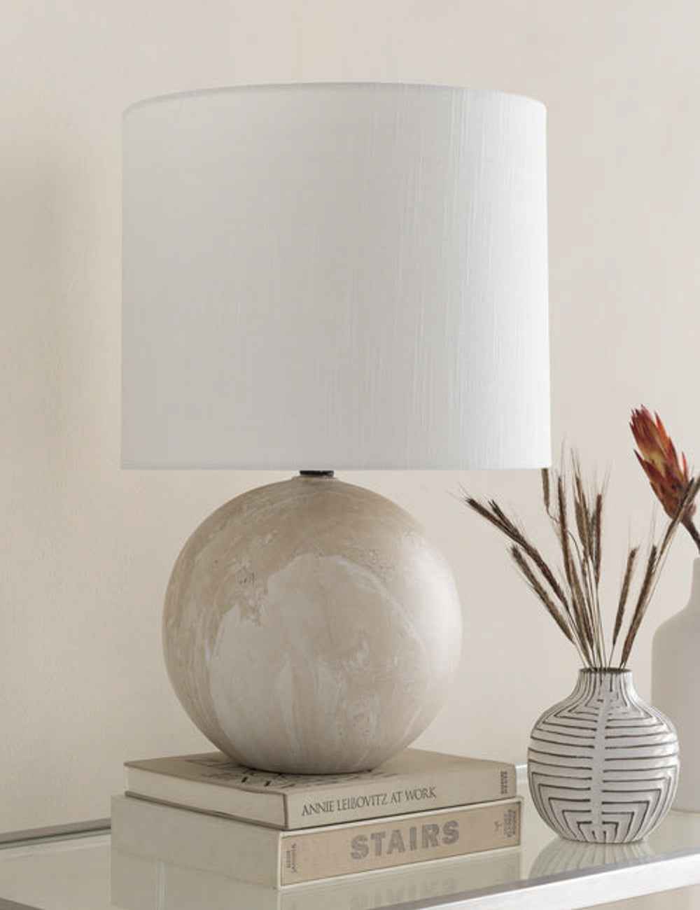 Vireo Table Lamp | Ceramic Base, Linen Shade