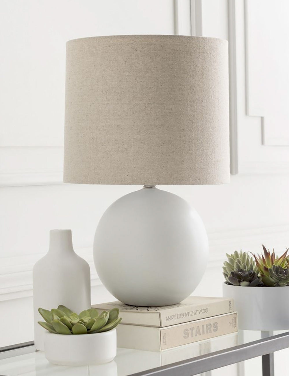 Vireo Table Lamp | Ceramic Base, Linen Shade