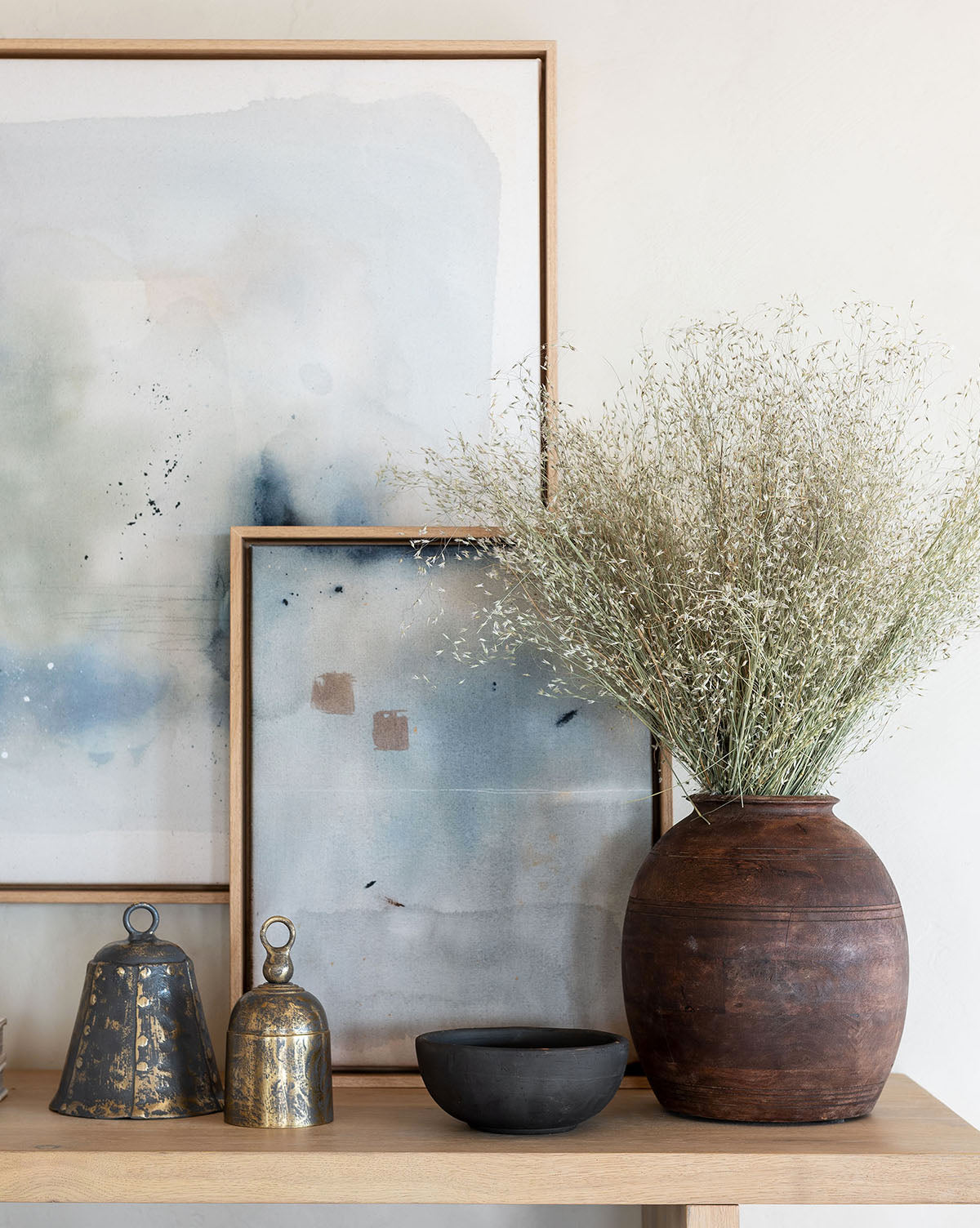 Bela Aged Wood Vase  Timeless Etched Design