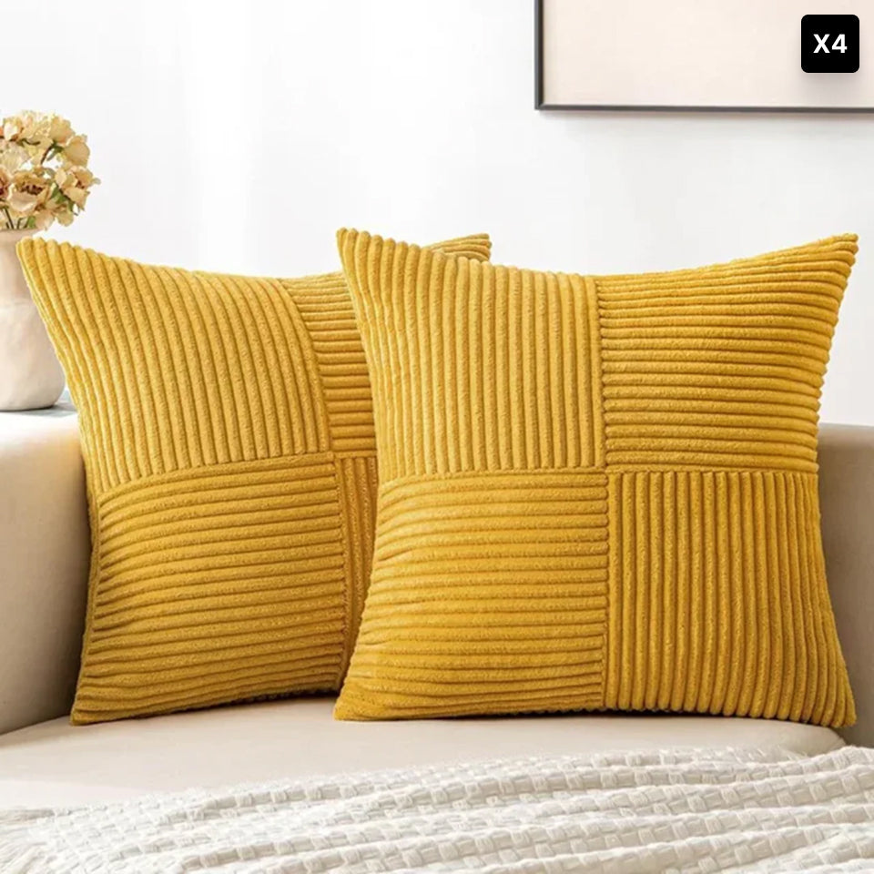 Bello Corduroy Cushion Cover | Soft Ribbed Velvet, Hidden Zipper