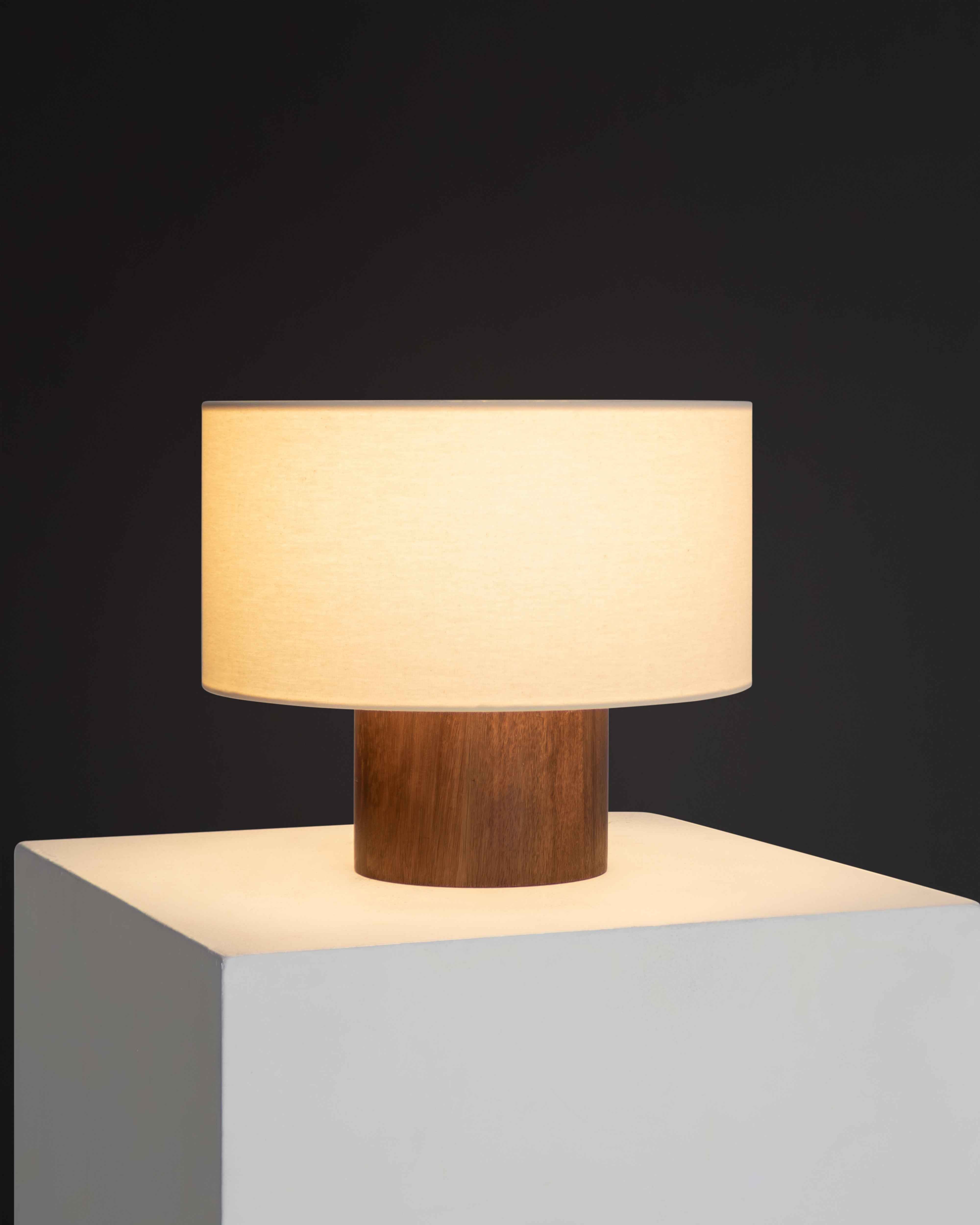Oberon Table Lamp | Walnut Base, Linen Shade