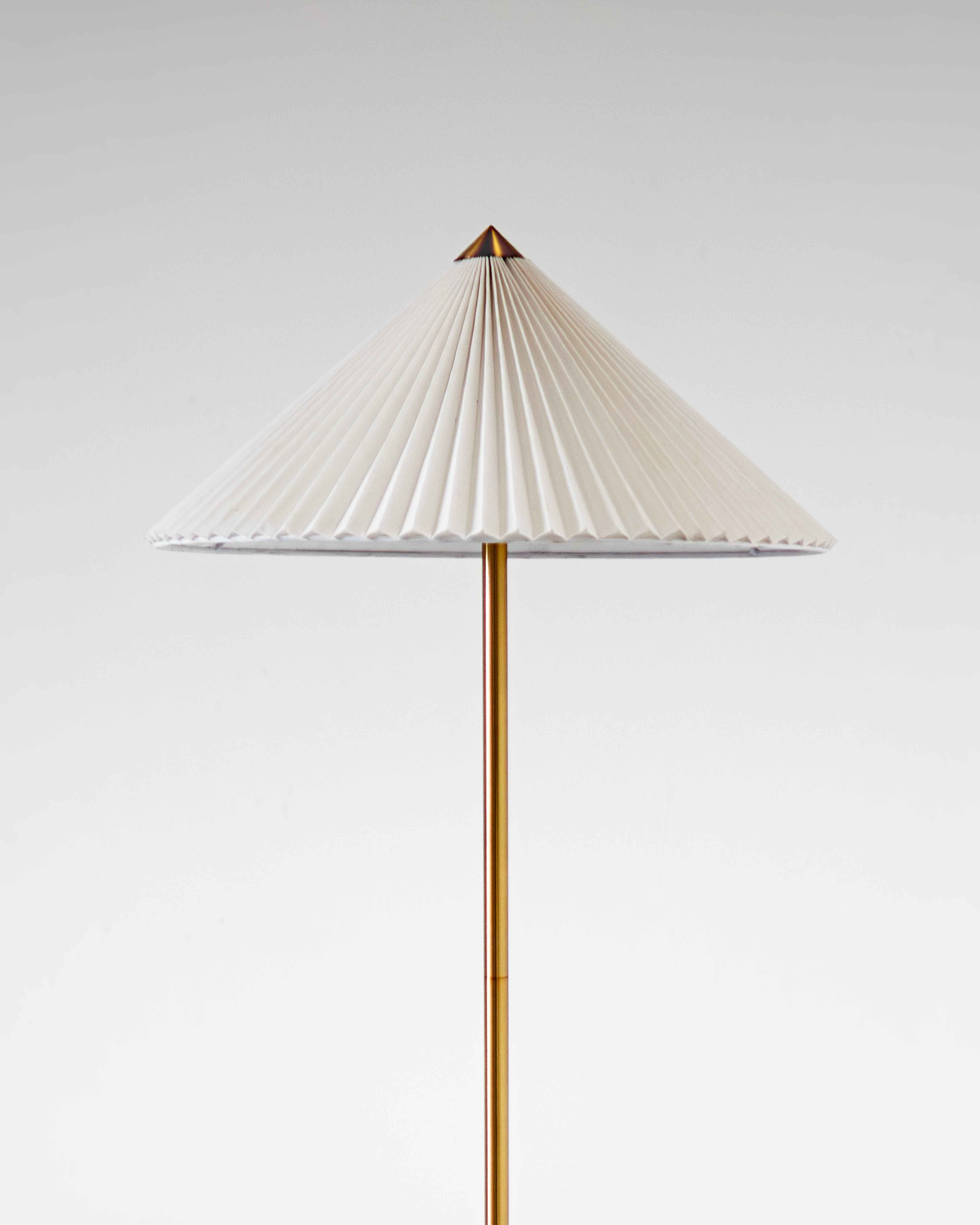 Soleil Floor Lamp | Pleated Shade, Brass Stem