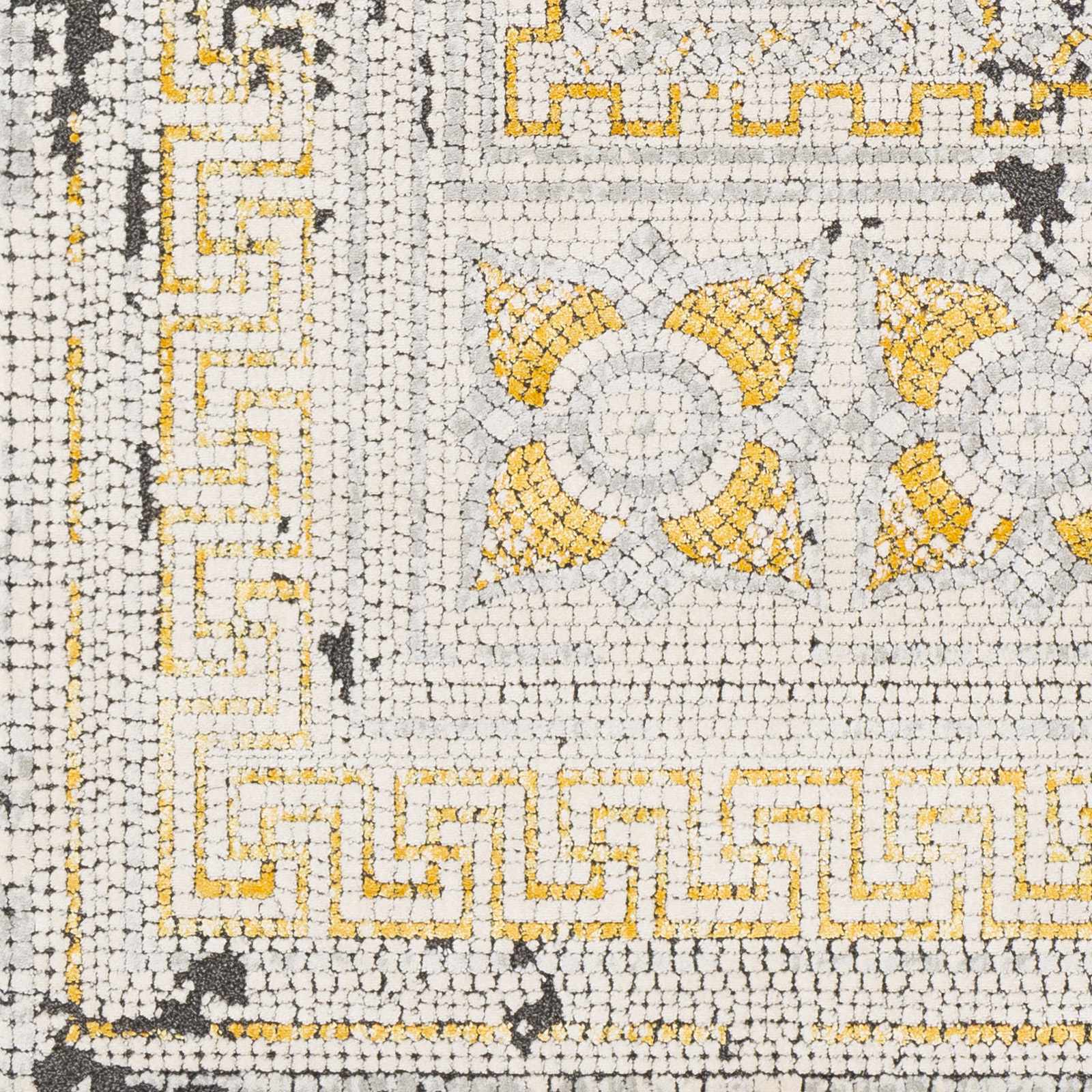 Mosaic Mustard Area Rug  Bohemian Machine Woven  Medium Pile