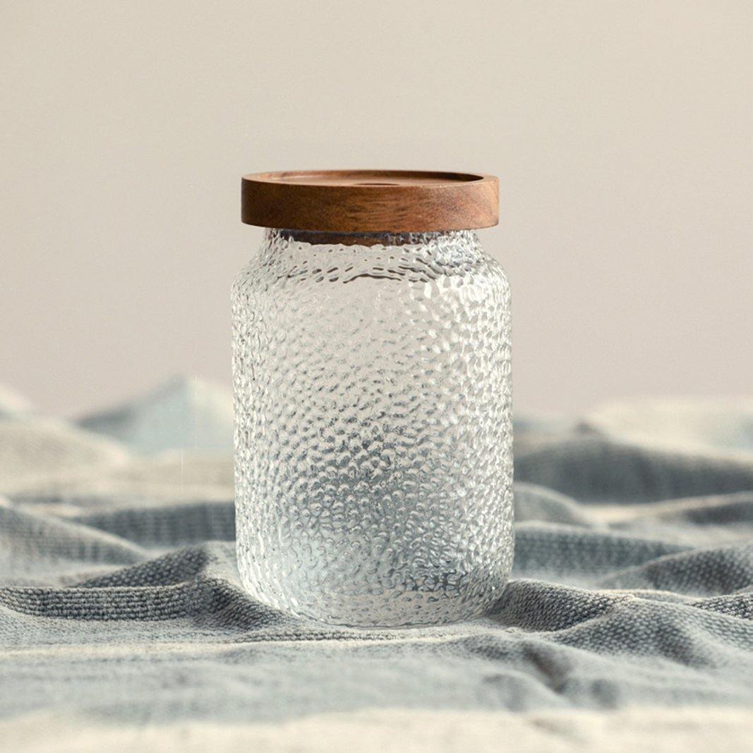 Bela Glass Storage Jar | Acacia Wood Lid, 3 Sizes Available