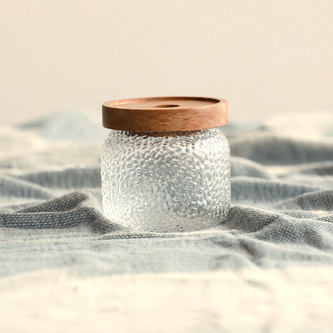 Bela Glass Storage Jar | Acacia Wood Lid, 3 Sizes Available