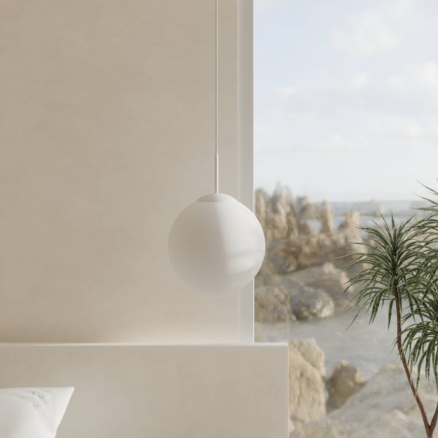 Zyra Pendant Light | Matte Opal Glass, Spherical Design
