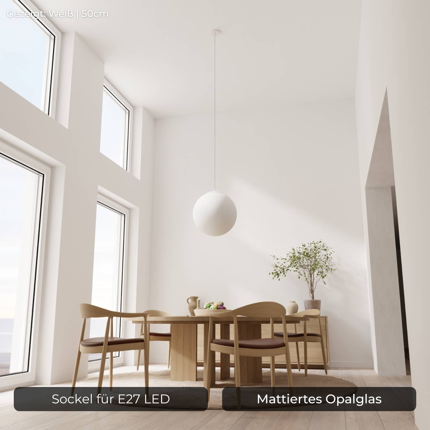 Zyra Pendant Light | Matte Opal Glass, Spherical Design