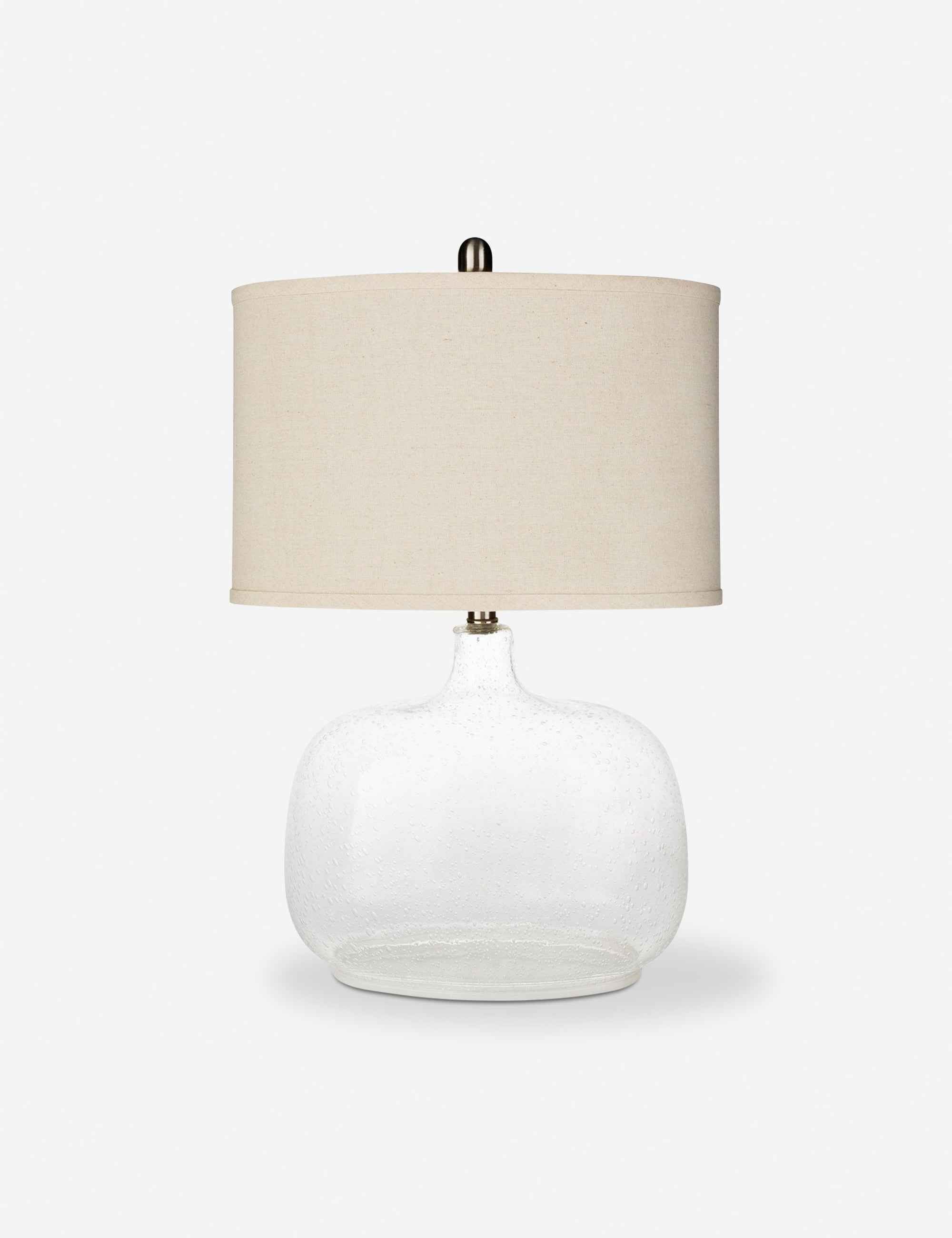 Zari Table Lamp | Transparent Glass Base with Beige Shade